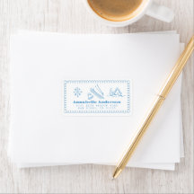 Blue Hand-Drawn Après Ski Bachelorette Address