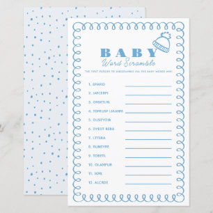Blue Hand-Drawn Beanie Boy Baby Word Scramble