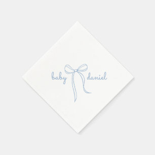 blue Hand Drawn Bow Boy Baby Shower Napkin