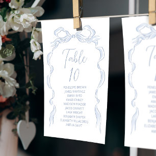 Blue Hand Drawn Bow Table Number seating chart