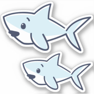 Blue Hand-Drawn Cartoon Baby Shark Scrapbook 