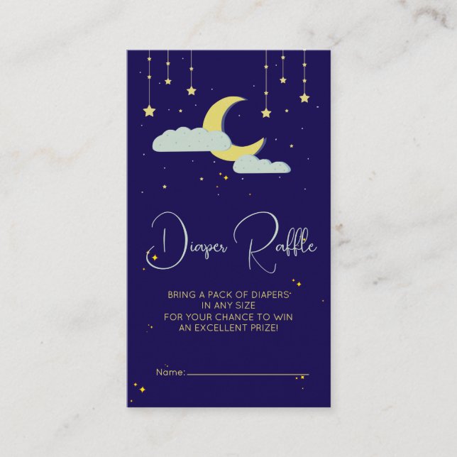Blue Hand Drawn Celestial Star Moon Diaper Raffle  Enclosure Card (Front)