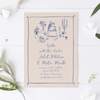 Blue Hand Drawn Doodle Food and Drink Wedding