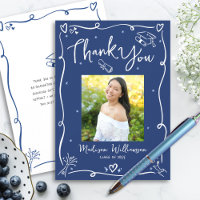 Blue Hand Drawn Doodles Photo Graduation Quirky
