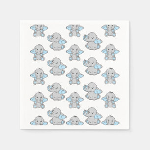 Blue Hand Drawn Elephant Pattern Elephant Cartoon Napkin