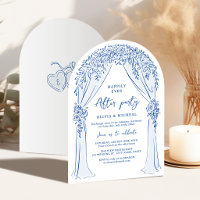 Blue Hand Drawn Floral Arch Wedding party