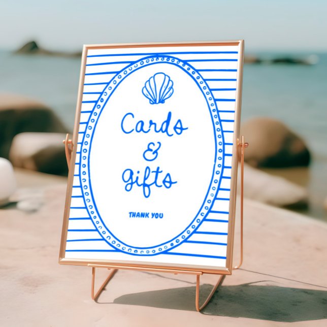 Blue Hand Drawn Frame Coastal Cards Gifts  Poster (Creator Uploaded)