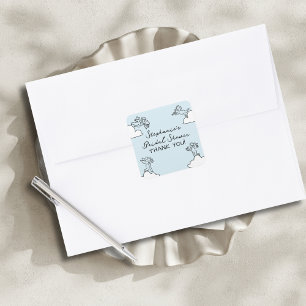 Blue Hand Drawn Match Made In Heaven Bridal Shower Square Sticker