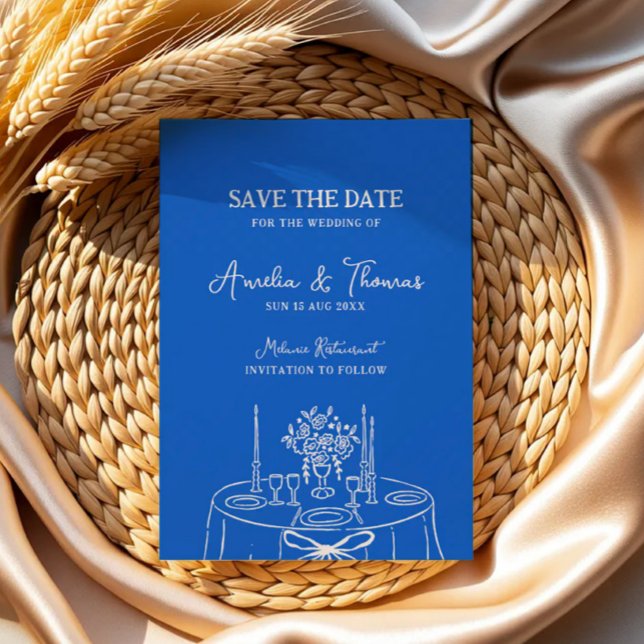 Blue Hand Drawn Minimal Save the Date Invitation (Creator Uploaded)