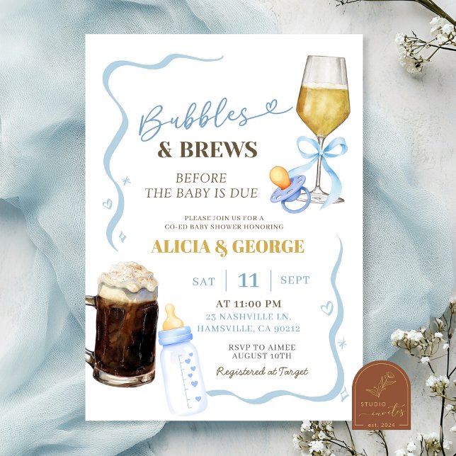 Blue Hand-Drawn Quirky Baby Shower Invitation (Creator Uploaded)