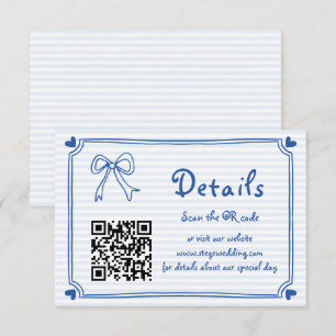 Blue Hand drawn scribble stripes wedding Enclosure Card