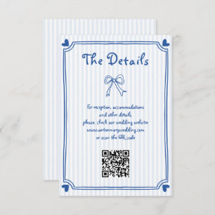 Blue Hand drawn scribble wedding details Enclosure Card