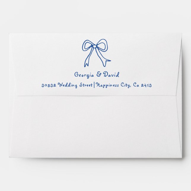 Blue Hand drawn scribble whimsical wedding Envelope (Back (Top Flap))