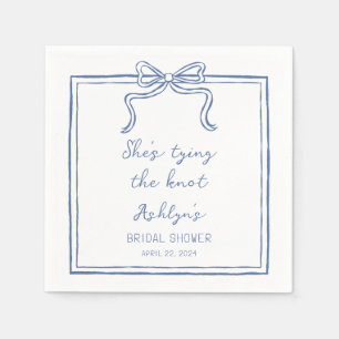Blue Hand Drawn She's Tying the Knot Napkins