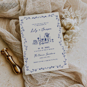 Blue Hand Drawn Wedding Invitation