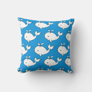 Blue Hand Drawn Whale Pattern Whale Cartoon Cushion