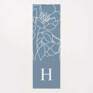 Blue Hand Drawn Wildflower Custom Name Yoga Mat
