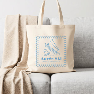 Blue Hand-Drawn Winter Après Ski Bachelorette Tote Bag