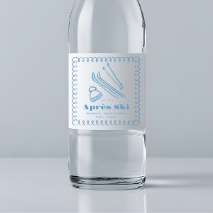 Blue Hand-Drawn Winter Après Ski Bachelorette Water Bottle Label