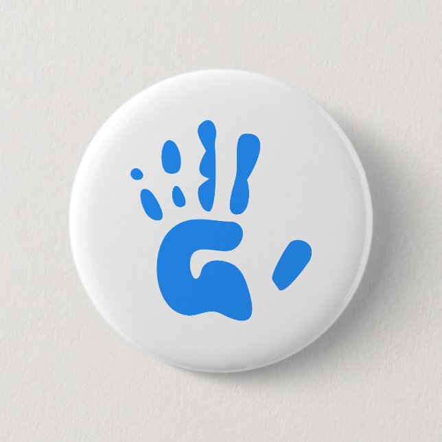 Blue Hand Print 6 Cm Round Badge (Front)