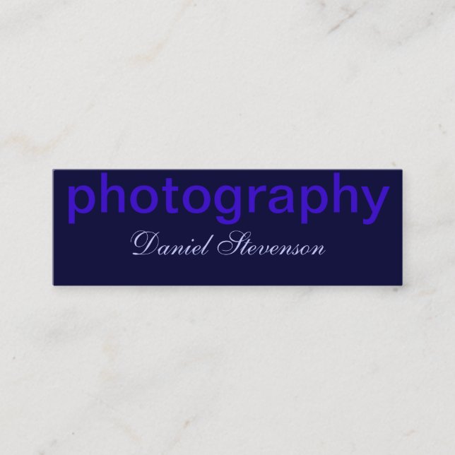Blue Handwriting Script Photography Business Card (Front)