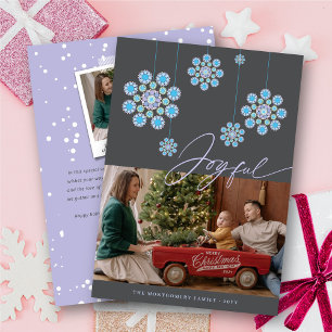 Blue Hanging Festive Ornaments Winter Wonderland Holiday Card