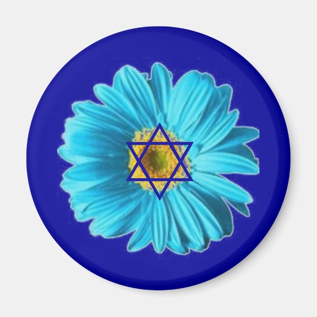 Blue Hanukkah Daisy Magnet (Front)