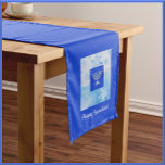Blue Hanukkah Menorah<br><div class="desc">Lovely menorah graphic with "HAPPY HANUKKAH" in script lettering. Pretty on any table!</div>
