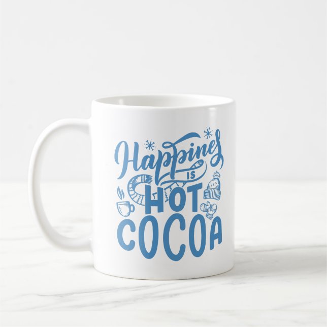 Blue Happiness is Hot Cocoa Coffee Mug (Left)