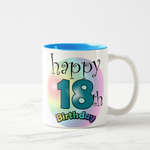Blue Happy 18th Birthday Two-Tone Coffee Mug