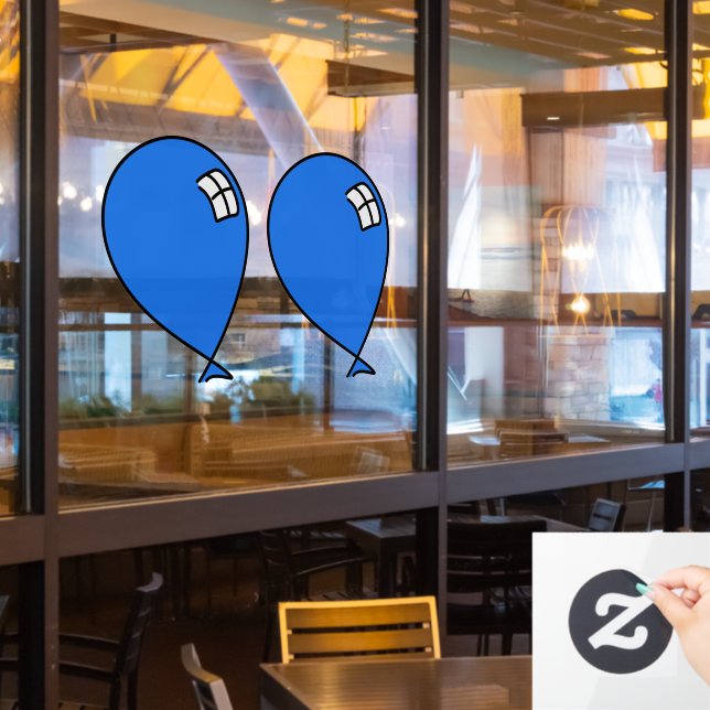 Blue Happy Balloons Twins Window Cling (Restaurant Window)