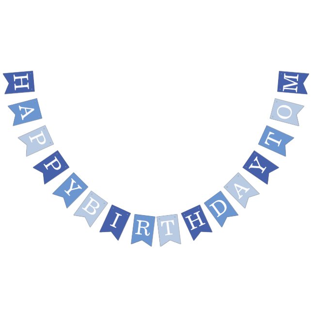 Blue Happy Birthday 3 Letter Name Boy Man Tom  Bunting (All)
