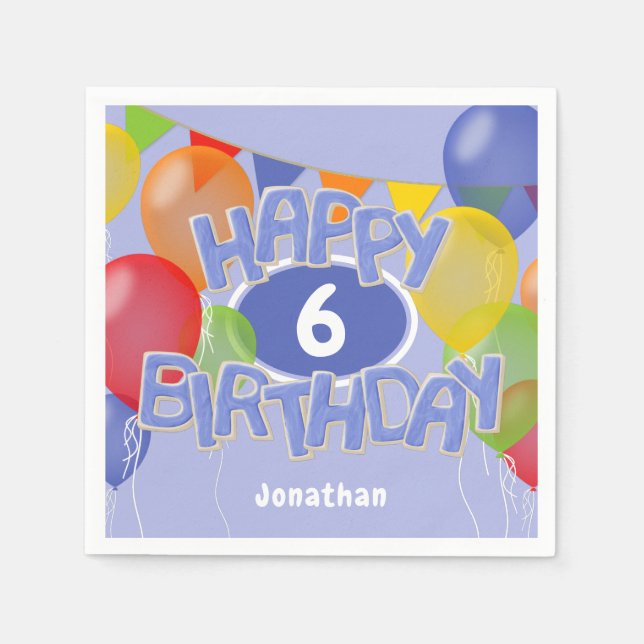 blue happy birthday cutout cookies w balloons napkin (Front)