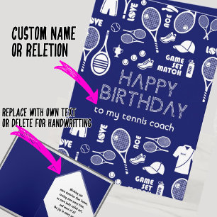 Blue Happy Birthday 🎾Tennis 💙🤍 Card