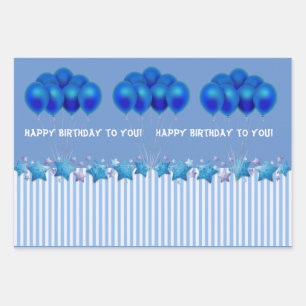 Blue Happy Birthday to You Wrapping Paper