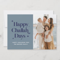 Blue Happy Challah Days Hanukkah Family Photo