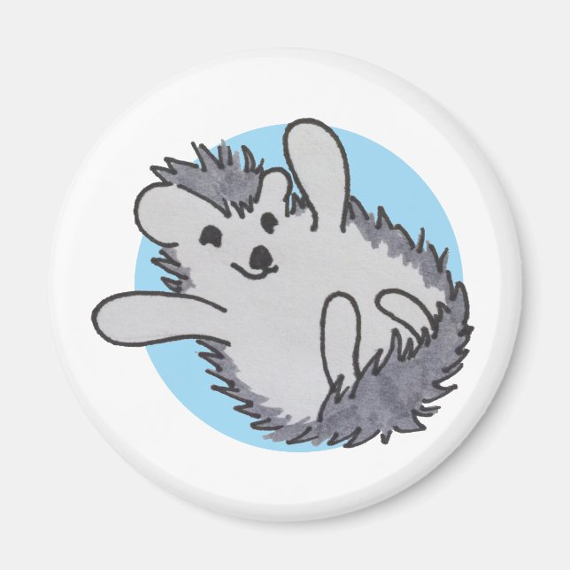 Blue Happy Cute Hedgehog Magnet (Front)