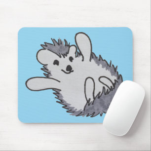 Blue Happy Cute Hedgehog Mousepad