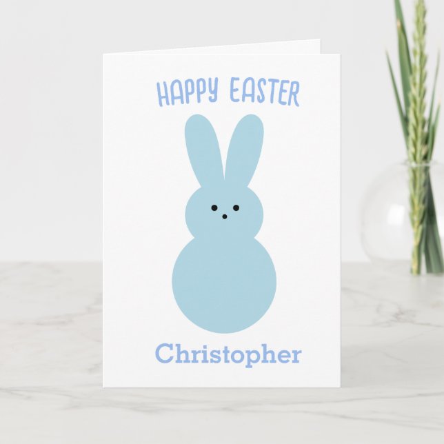 Blue Happy Easter Bunny Card (Front)
