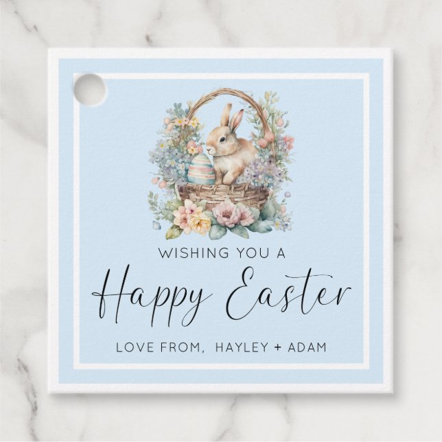 Blue Happy Easter Bunny Favour Tags (Front)