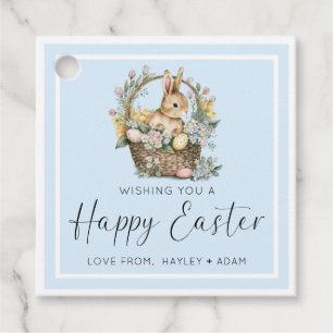 Blue Happy Easter Bunny Favour Tags
