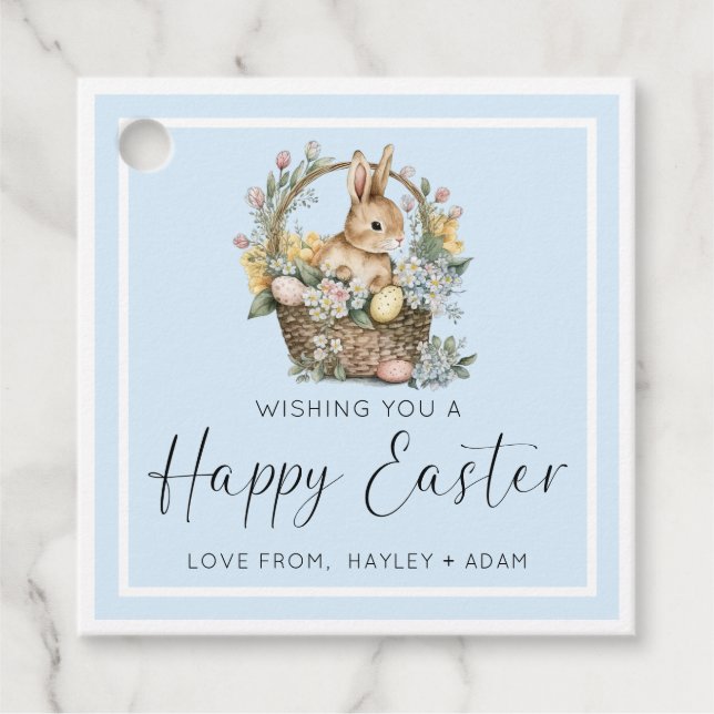 Blue Happy Easter Bunny Favour Tags (Front)