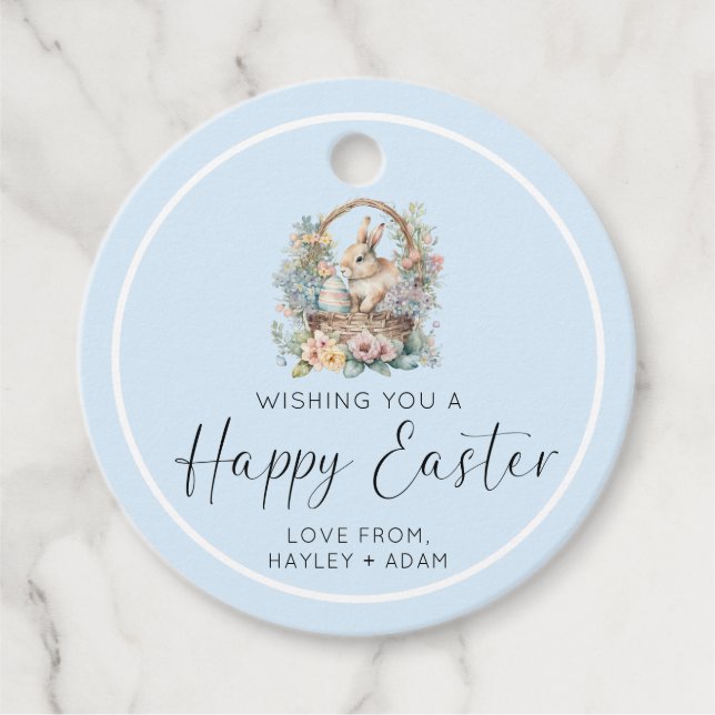 Blue Happy Easter Bunny Favour Tags (Front)