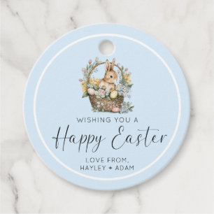 Blue Happy Easter Bunny Favour Tags