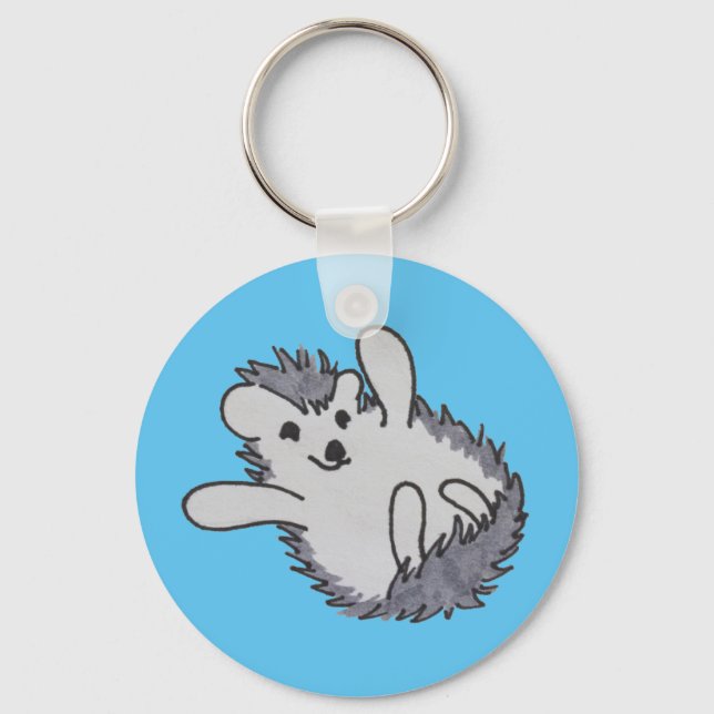 Blue Happy Hedgehog Key Ring (Front)