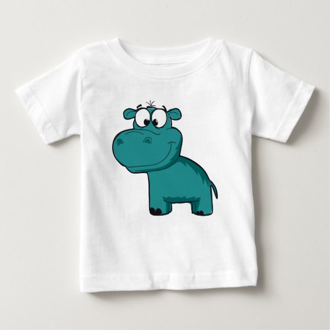 Blue Happy Hippo Baby T-Shirt (Front)
