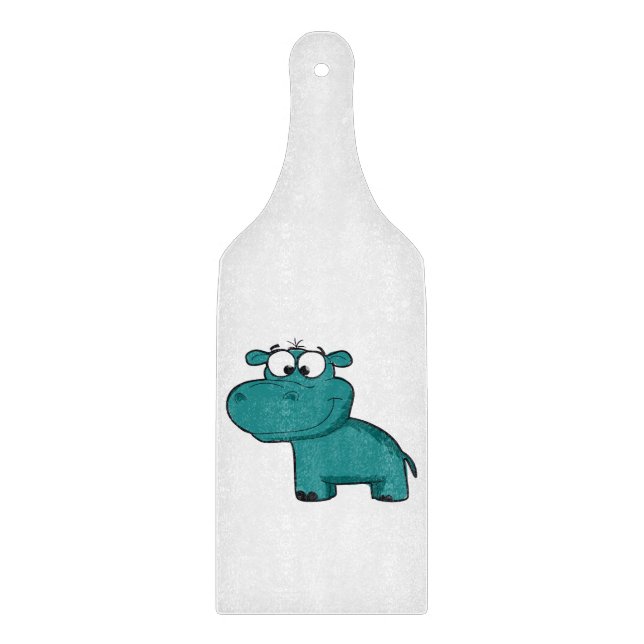 Blue Happy Hippo Cutting Board (Front)