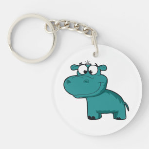 Blue Happy Hippo Key Ring