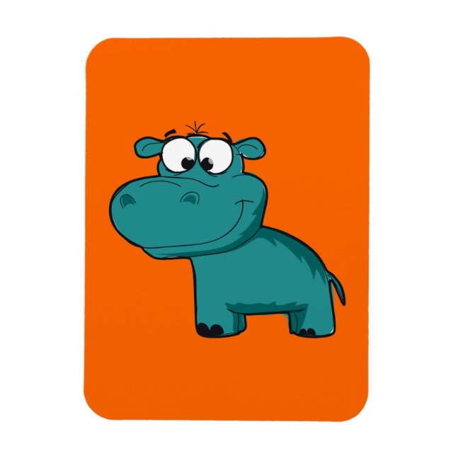 Blue Happy Hippo Magnet (Vertical)