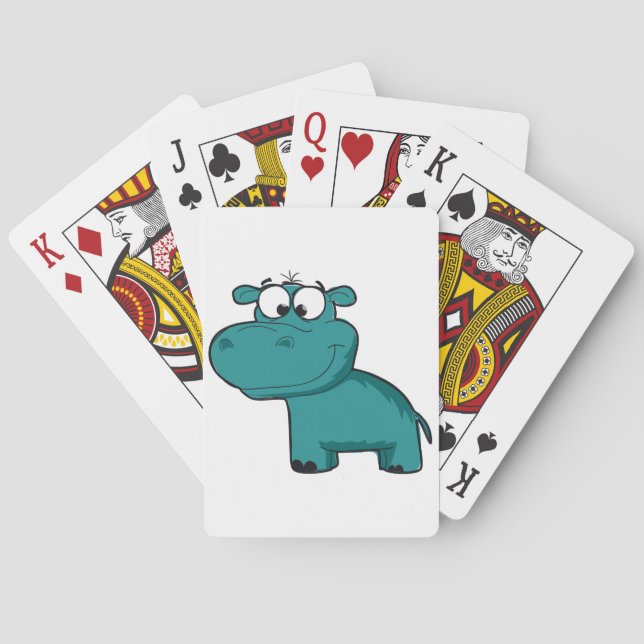 Blue Happy Hippo Playing Cards (Back)